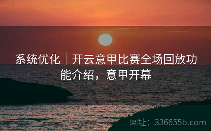 系统优化｜开云意甲比赛全场回放功能介绍，意甲开幕